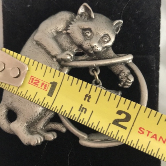 Vintage RARE Sweet 🐈‍⬛ JJ signed Silver Cat Broach EUC - Picture 2 of 4